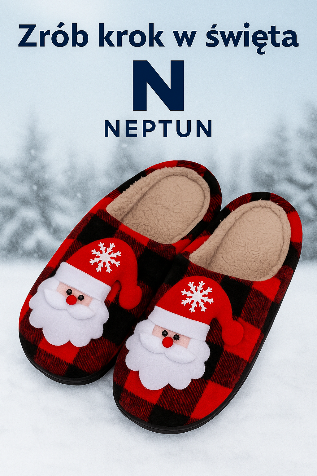 Świąteczne klapki z twarzą św. Mikołaja