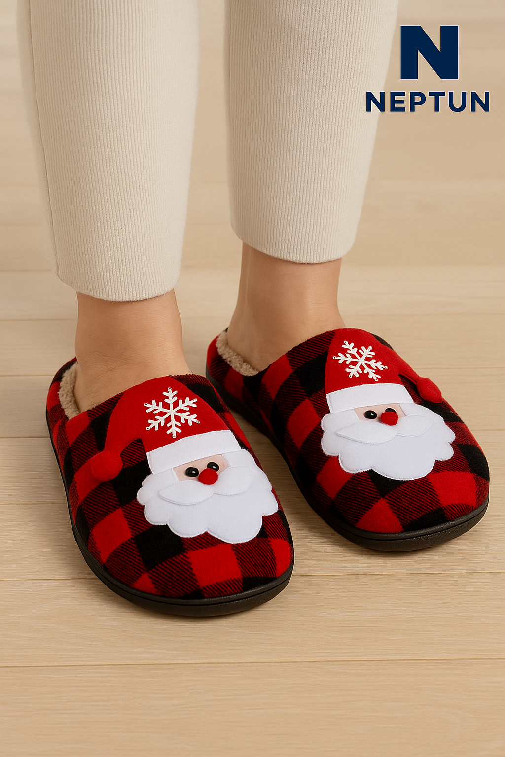 Świąteczne klapki z twarzą św. Mikołaja